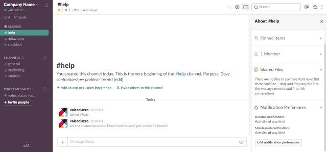 Slack, come funziona - Channel