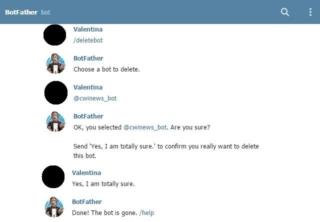 Creare bot su Telegram, BotFather e la cancellazione del bot
