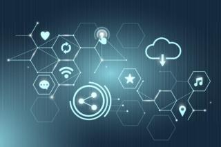 Blue social network technology icons background vector Blue social network technology icons background vector