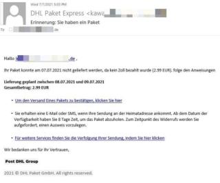 DHL phishing DE Version