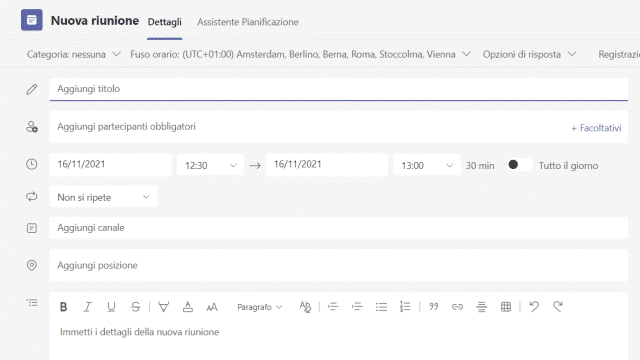 Nuova riunione Teams Nuova riunione Teams