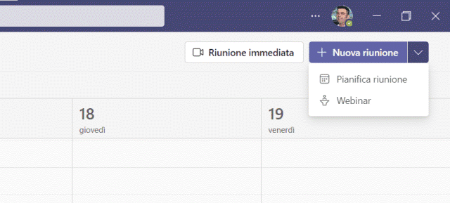 Creare nuova riunione Teams Creare nuova riunione Teams