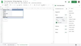 La tabella pivot ora ha una colonna NOME PRODOTTO con una riga per ogni prodotto La tabella pivot ora ha una colonna NOME PRODOTTO con una riga per ogni prodotto
