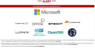 Pagina di avviso visualizzata su oltre 900 domini sequestrati da Microsoft.