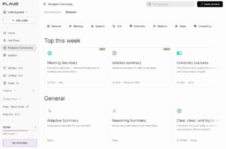 Pagina dell'app web Plaud