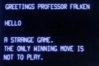 Un’iconica immagine del film Wargames – Giochi di guerra