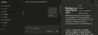 Finestra download artefatto di Claude in MarkDown